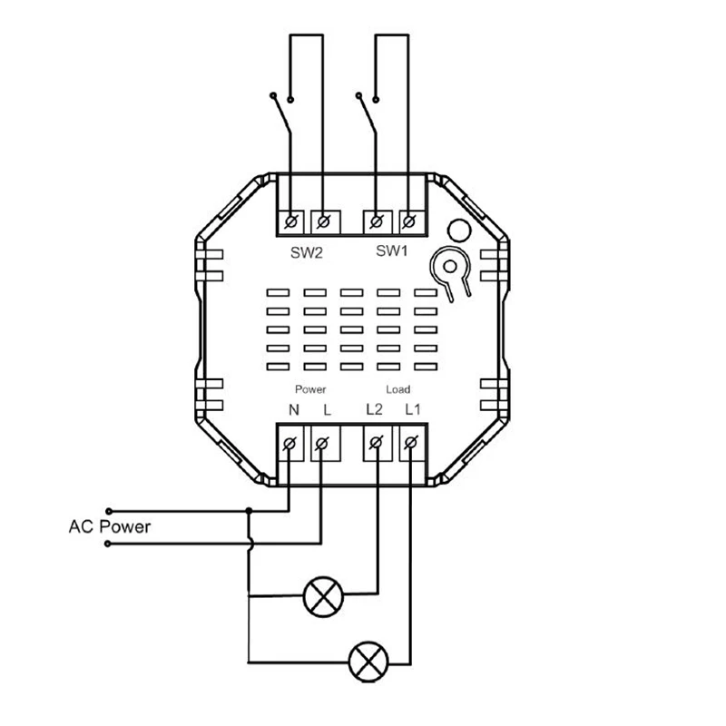 Двухкнопочный модуль включения/выключения MCOHOME z-wave MH-S212EU поддержкой 2 резистивных нагрузок
