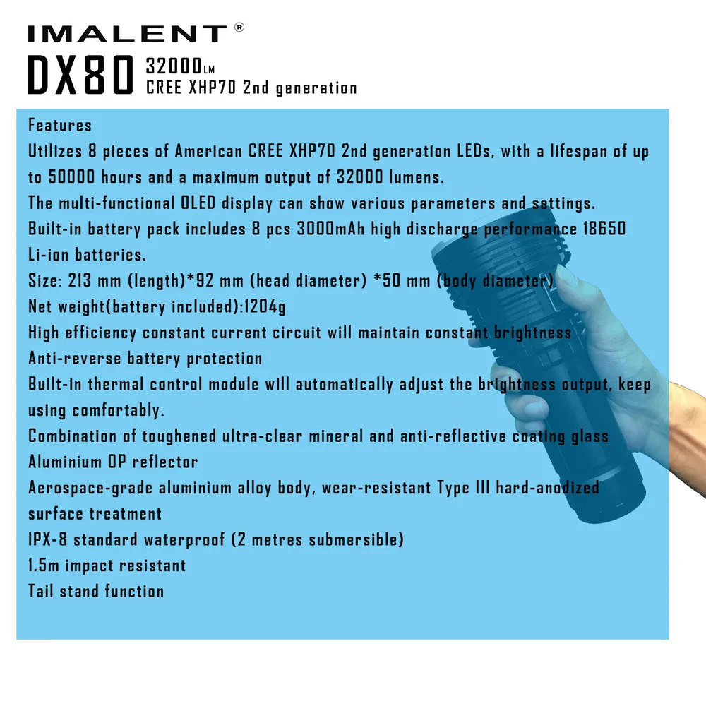 Горячие поступления IMALENT DX80 XHP70 светодиодный самый мощный прожектор светодиодный фонарик