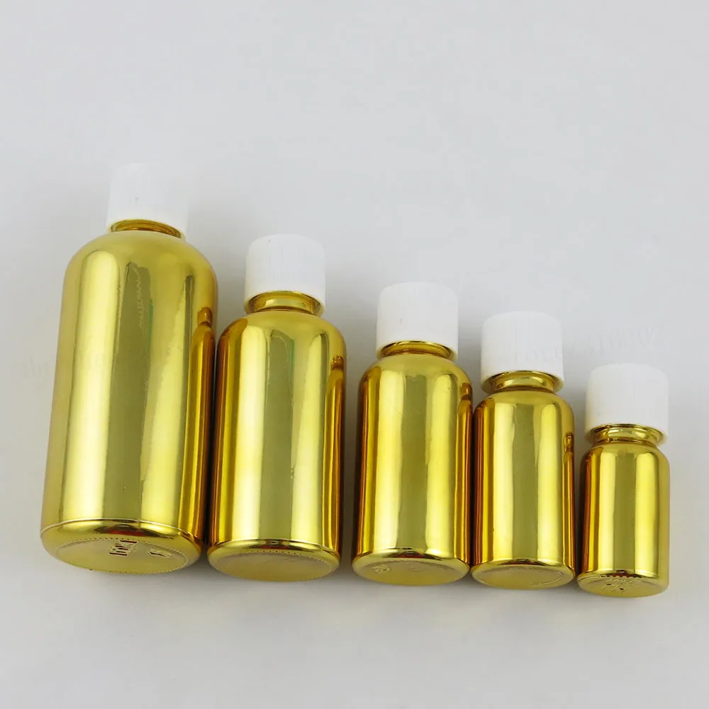 12 x New Design 5ml 10ml 20ml 30ml 50ml 100ml Refillable Gold Glass Bottle With Childproof Lids 1OZ Cosmetic Container | Красота и