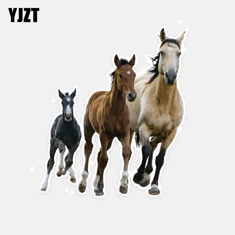 YJZT 11 см * 12 7 креативные животные бегущая лошадь ПВХ наклейка для автомобиля