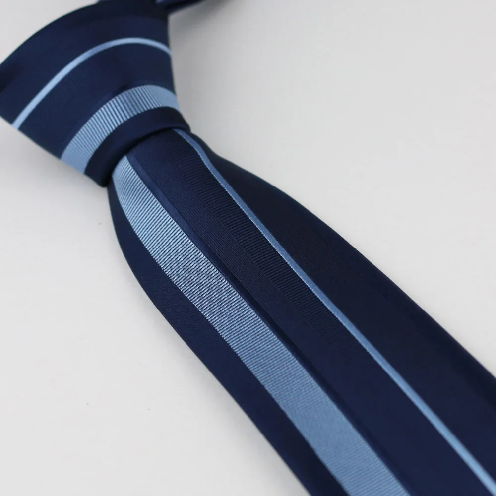 Мужские облегающие Галстуки синего цвета с полосками небесно голубого