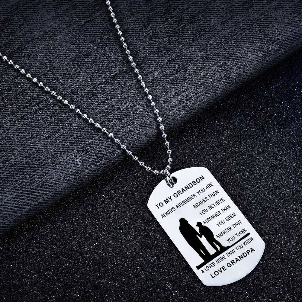 12 шт./лот для внука любовь поощрения Dog Tag Цепочки и ожерелья Семья