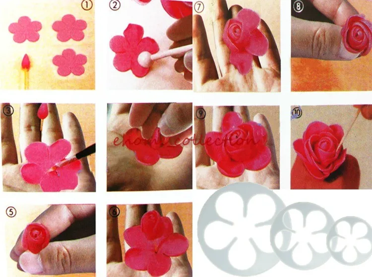 3 шт./компл. рельефная Роза цветок для края торта инструмент украшения