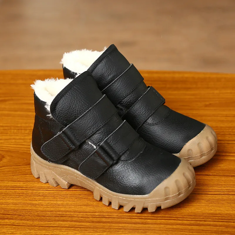 Детские ботинки на меху для мальчиков и девочек водонепроницаемые зимние