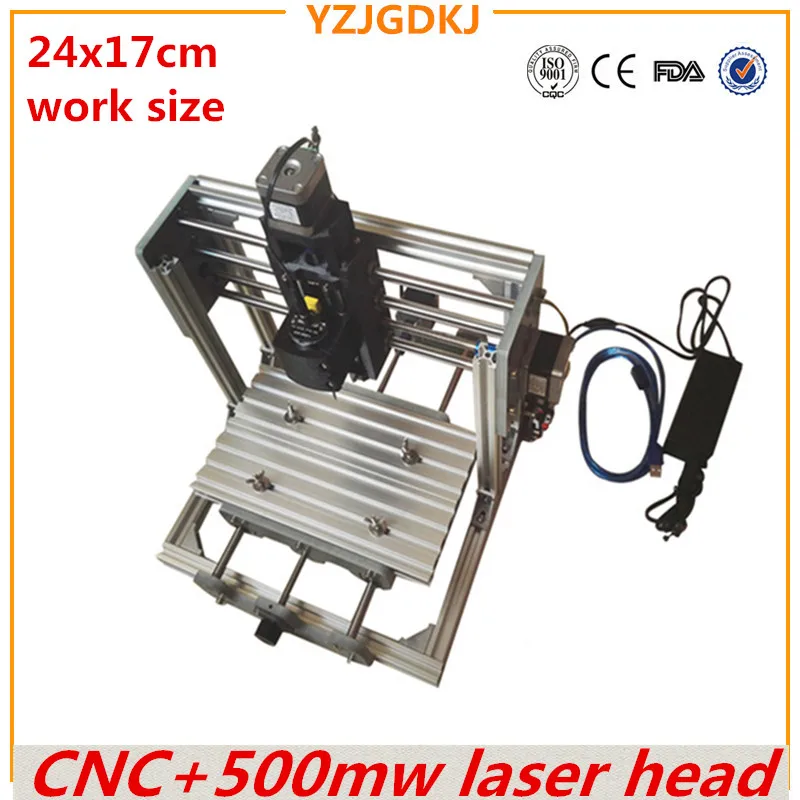 CNC 2417 GRBL control Diy high power 500mw laser engraving CNC machine 3Axis Wood Router with 0.5w laser