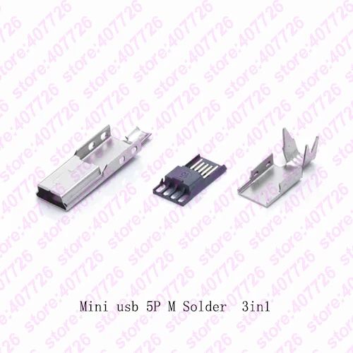 300 комплектов мини USB Штекерный разъем (3 в 1) Разъем 2 0 5-контактный с железной