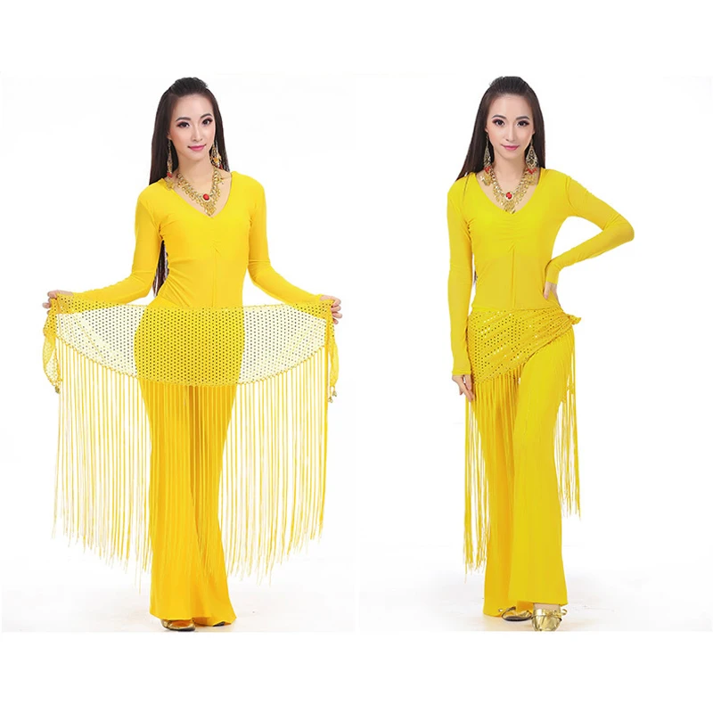 Костюмы для танца живота сетчатая блузка с длинными рукавами и блестками