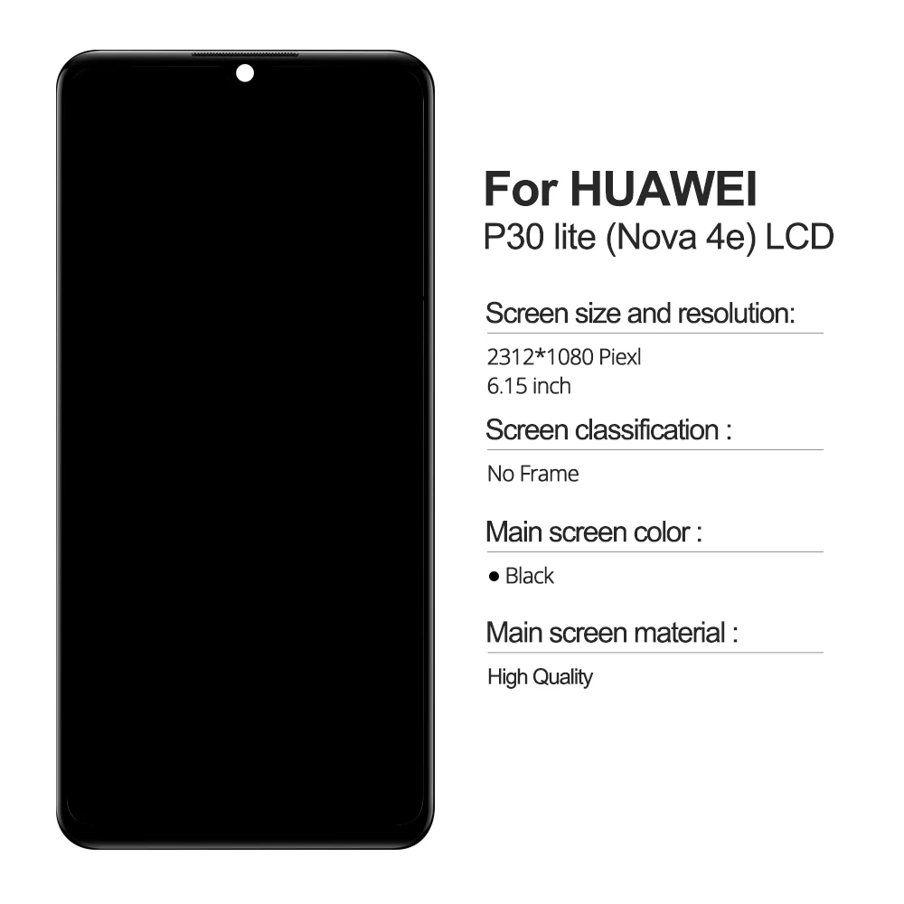Полный ЖК-экран для huawei P30 lite ЖК-дисплей с рамкой дисплей сенсорный экран дигитайзер для huawei NOVA 4E ЖК-дисплей MAR-LX1 LX2
