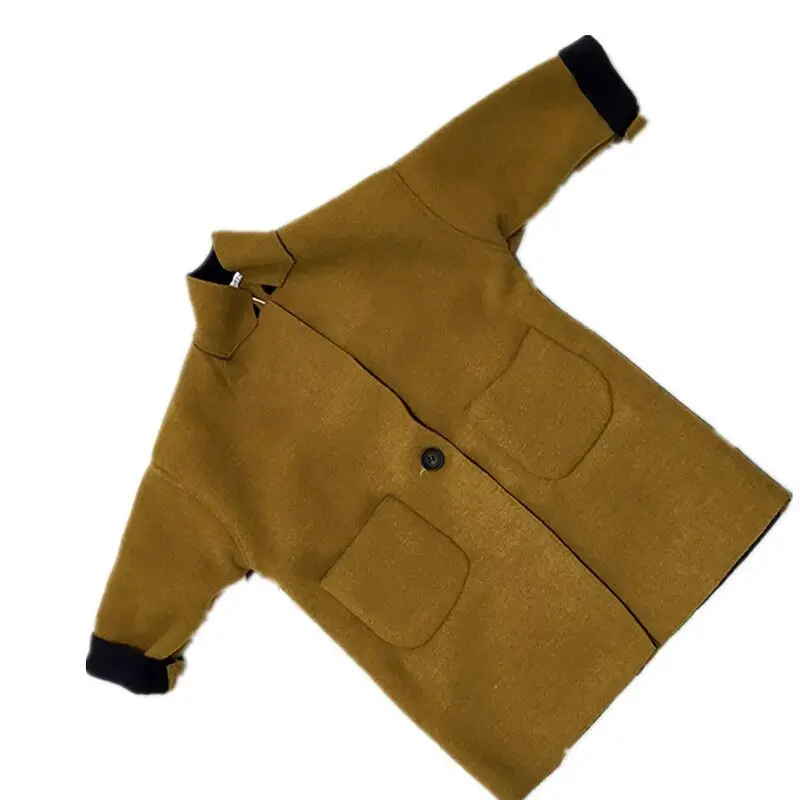 New Fashion Spring Autumn Girls Kids Wool Thin Jacket Coat Outer Clothing Comfortable Baby Clothes Dark Yellow Color | Детская одежда и