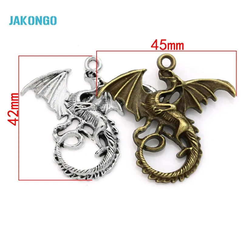 4 шт. посеребренные Подвески в виде огненного дракона|dragon charm pendant|charm pendantpendants for