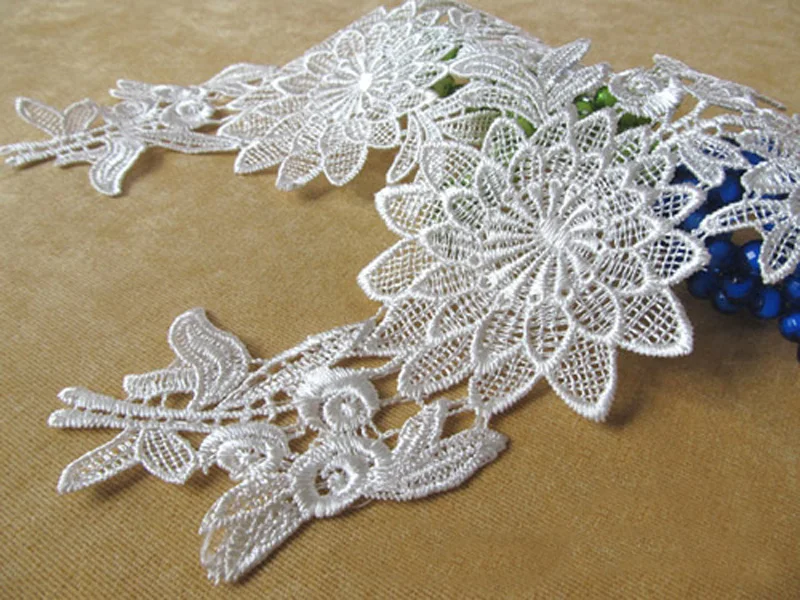 2Pairs 10*22cm Off white Red Black Wedding Dresses Lace Applique Accessories Embroidered Appliques Fabric | Дом и сад