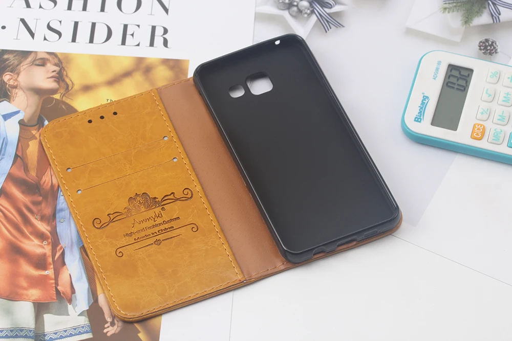 AMMYKI 4,7 'для samsung a3 чехол Флип кожаный металлический треугольный знак задняя крышка 4,7' для samsung Galaxy A3 чехол A310F A3100