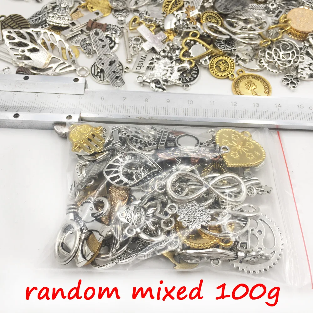 100 г Случайные Смешанные античные посеребренные европейские браслеты