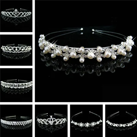 Ювелирные изделия свадебная тиара Стразы с жемчугом и кристаллами корона