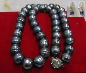 

Огромное ожерелье с пресноводным барочным черным жемчугом 11-12 мм 18 дюймов, серьги