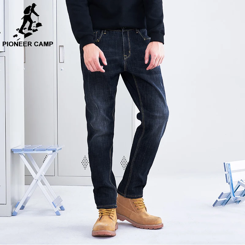 Pioneer Camp/зимние толстые джинсы для мужчин прямые теплые флисовые с внутренней