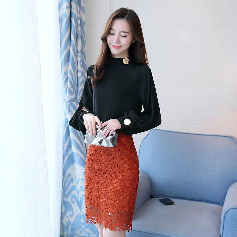 Женская шифоновая блузка 2019 Весенняя новая Корейская однотонная свободная