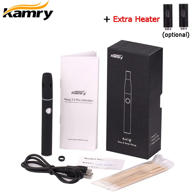 Комплект Kamry Kecig 2,0 plus, тепловая ручка Vape 650 мАч, батарея для нагрева табака, электронная сигарета картридж, испаритель
