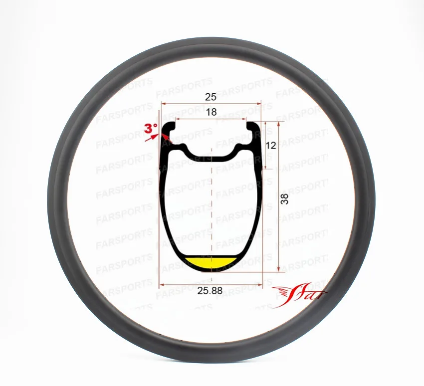 Обод велосипедный из углеродного волокна Ширина 25 мм 20/24 Отверстия|bike rims wheels|carbon