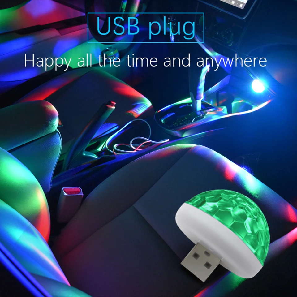 1 шт. Автомобильный светодиодный USB атмосферный свет цветная лампа для Citroen C4 C5
