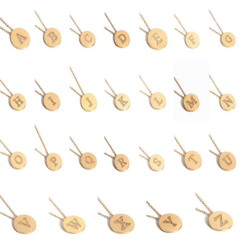 Простой креативный круглый циркон горный хрусталь английские буквы кулон