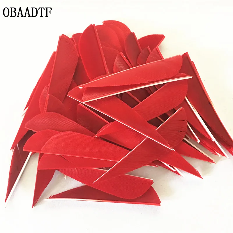 

50Pcs 3 inch Water Drop Turkey Feather Colour Red High Quality Real Feather Arrow Feathers Vanes Archery