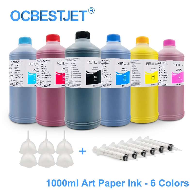 

1000ML 6 Colors Art Paper Ink Art Pigment Ink For Epson T50 T60 P50 R200 R230 R260 R280 L1300 1390 1400 1410 1500W T1100 T1110