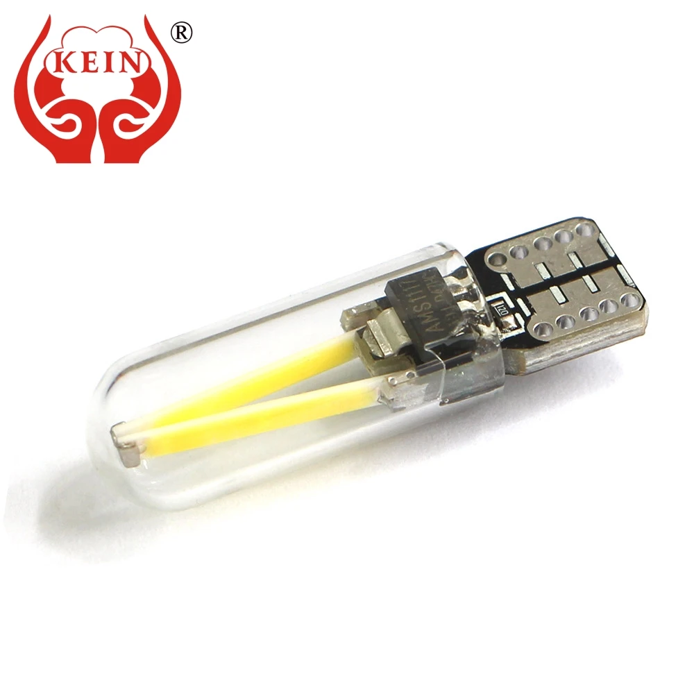 KEIN 6000k T10 w5w Лампа 194 Автомобильная светодиодная лампа накаливания COB стеклянная