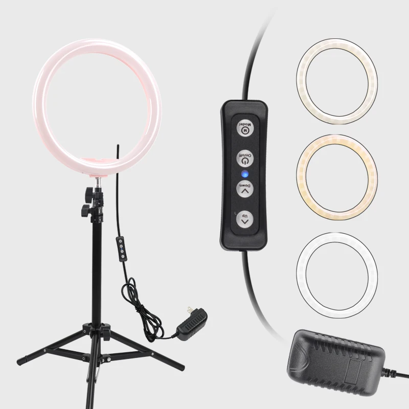 1" Фотография СВЕТОДИОДНЫЙ Selfie Ring Light трехскоростное плавное освещение с регулируемой яркостью для макияжа видео для студий с живым звуком