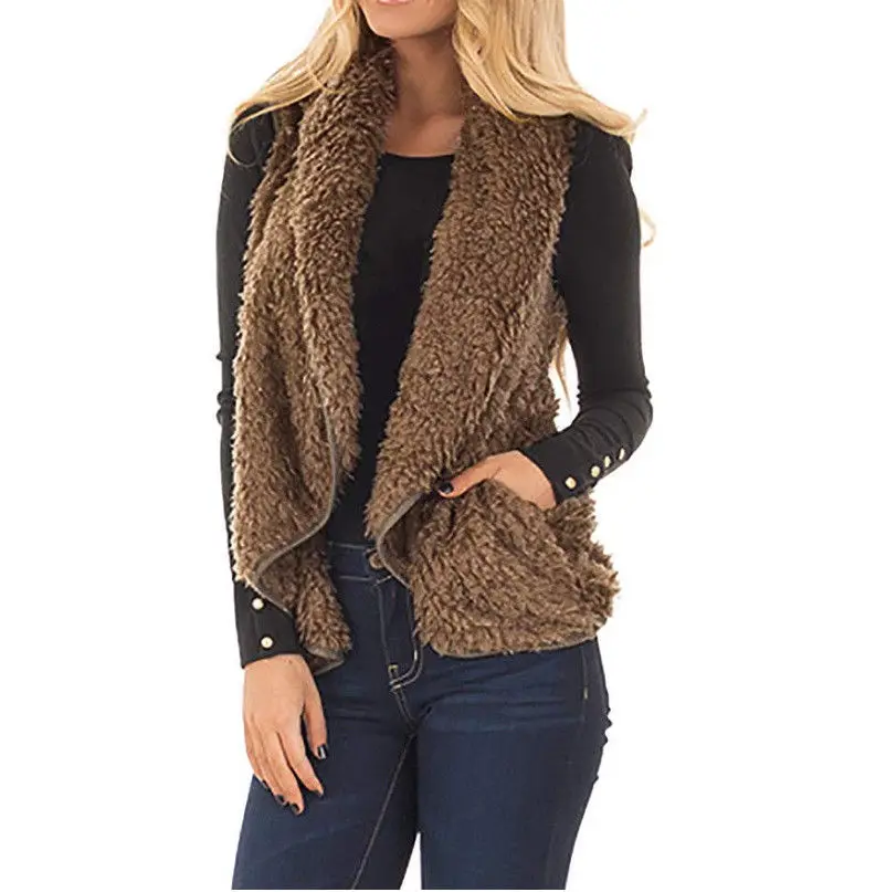 Новый зимний женский теплый жилет из искусственного меха Туника Топы уличный