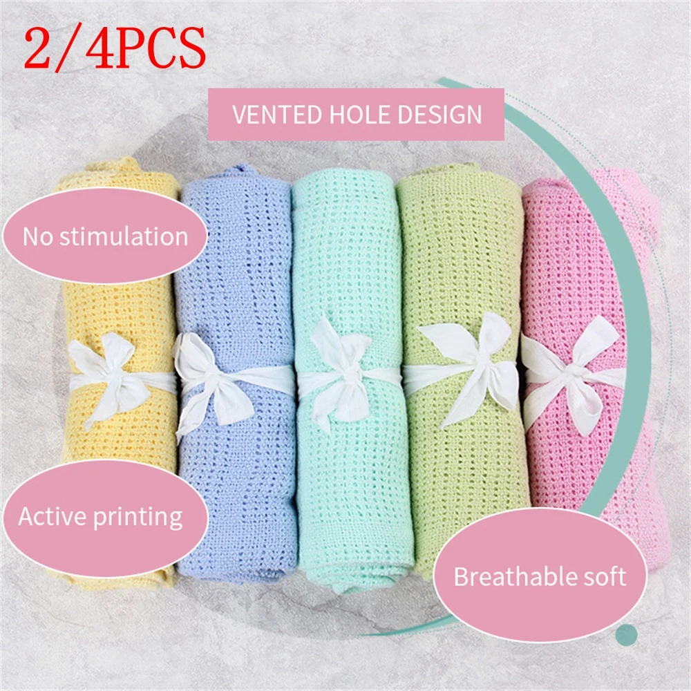 2/4 шт Новорожденные детские одеяла хлопчатобумажные крючком летние 90*70 см