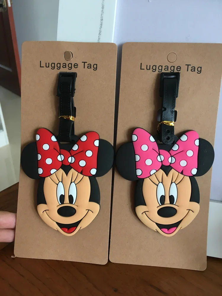 Disney мультфильм забор для детей Микки Маус чемодан ID адрес держатель багажные таблички на багаж переносная бирка путешествия багаж ПВХ бирка