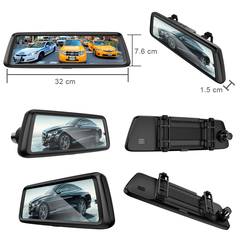 Круз Автомобильный dvr поток зеркало заднего вида камера Dashcam 10 дюймов Full HD 1296 P