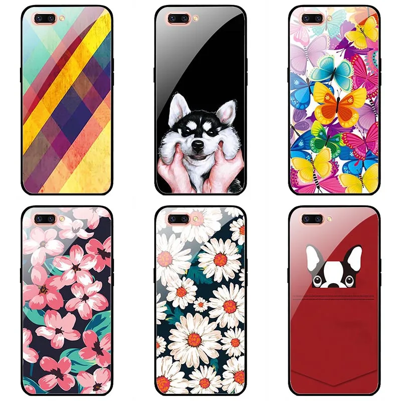 Для oppo R11 закаленное Стекло Чехлы модное Стильное стекло Чехол для мобильного