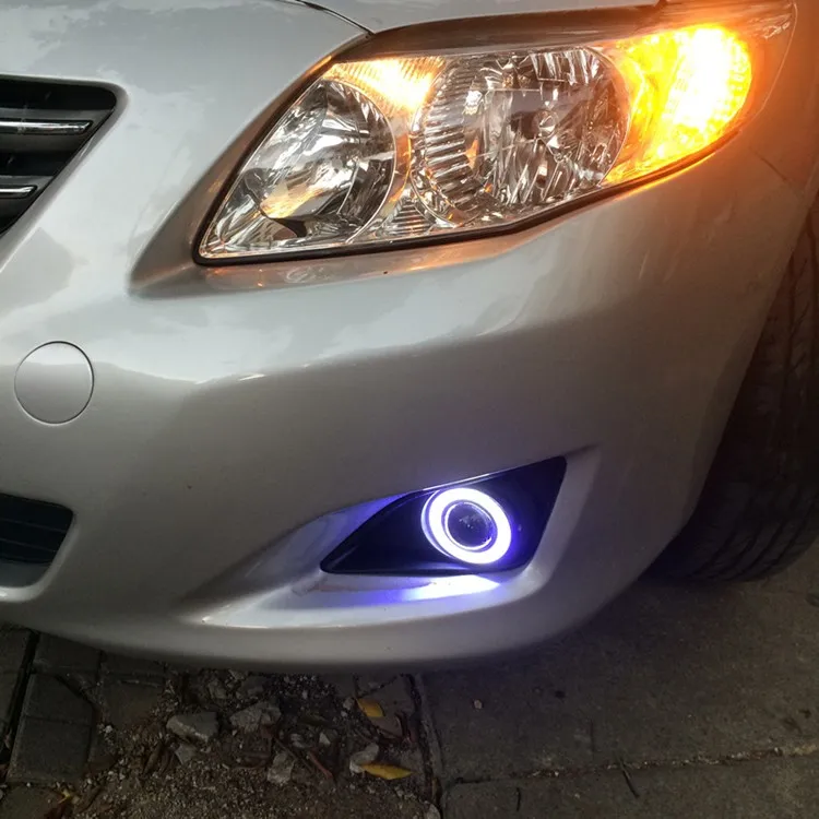EeMrke COB ангельские глазки DRL для Toyota Corolla 2006-2013 Противотуманные фары H11 Галогенные лампы дневные ходовые огни комплекты
