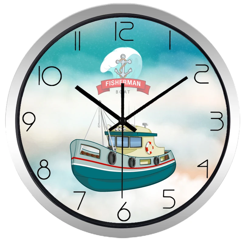 Настенные часы в стиле ретро с изображением лодки рыбака большого корабля|wall
