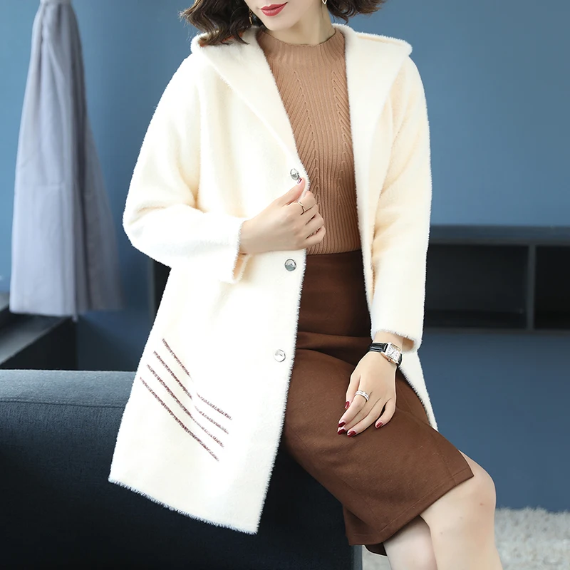 JANELUXURY Brand Women's Thicken Hooded Coat 2019 Autumn Winter New Hit Color Striped Casual Single-breasted Outerwear | Женская