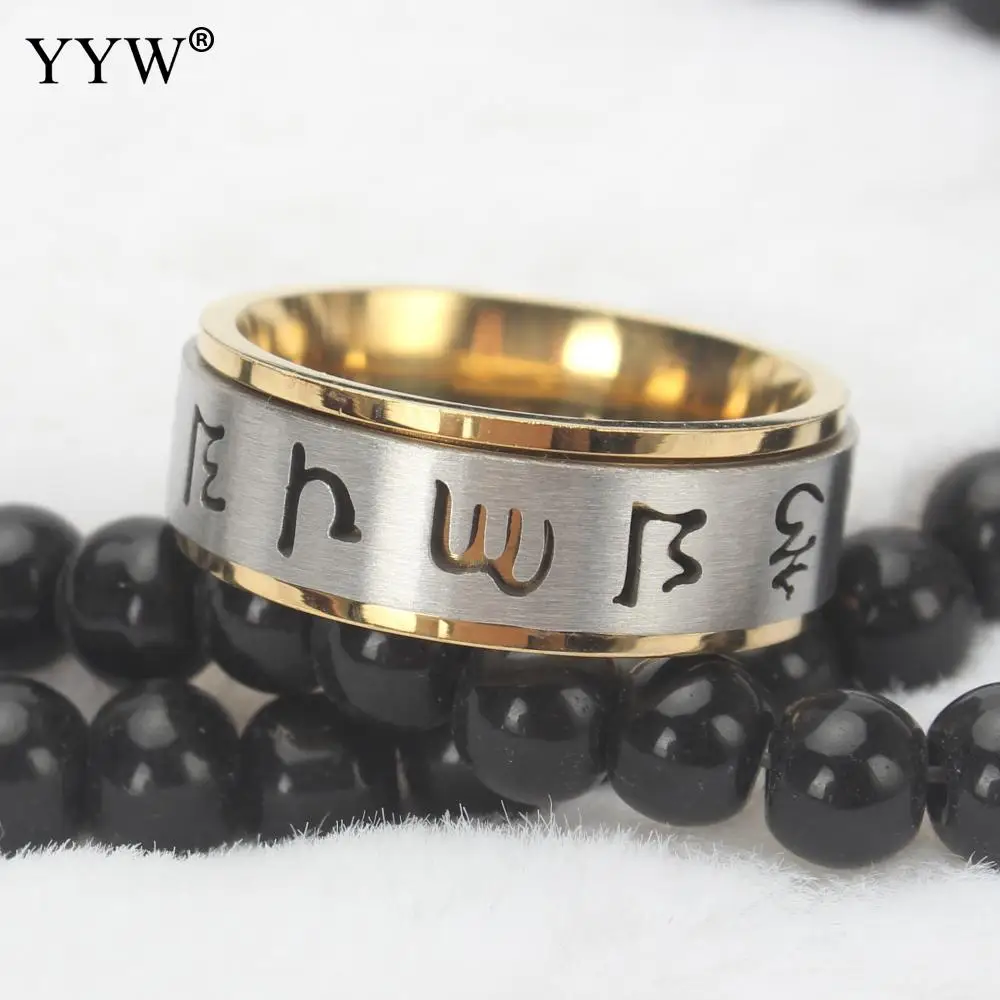 

Punk Vintage Stainless Steel Finger Ring For Men Brand Jewelry Plated Different Size Craved With Letter Design Jewelry Best Gift