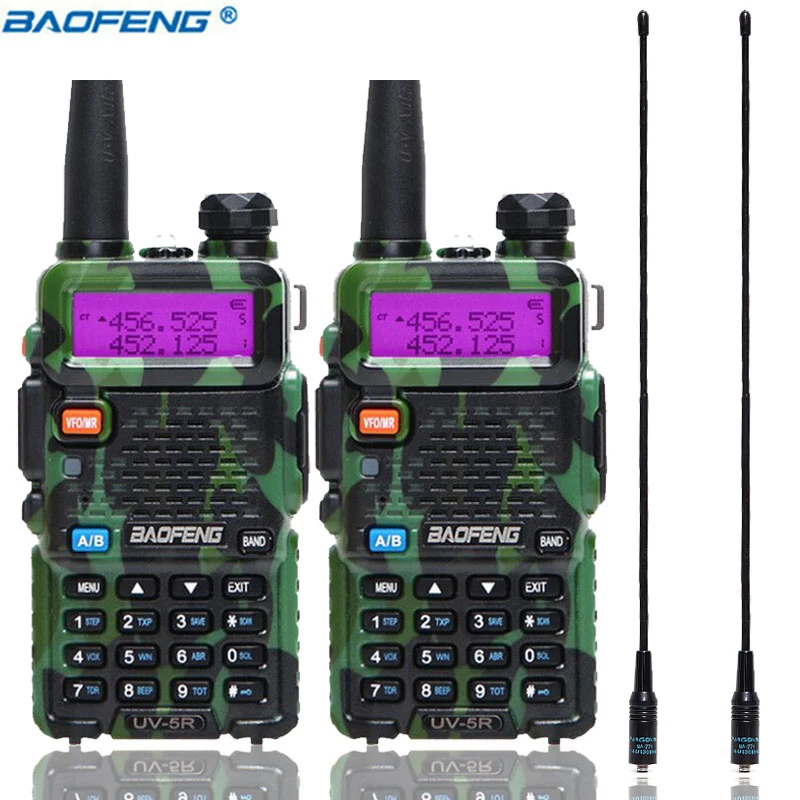 2PCS Baofeng UV-5R 5W Walkie Talkie UV5R handheld Comunicador Transmitter Transceiver Long Range Radio+2PCS NA-771 Antenna | Мобильные