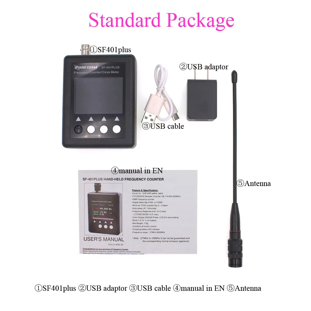 SURECOM измеритель частоты SF401plus SF 401 plus счетчик 27 МГц 3000 радиопортативный