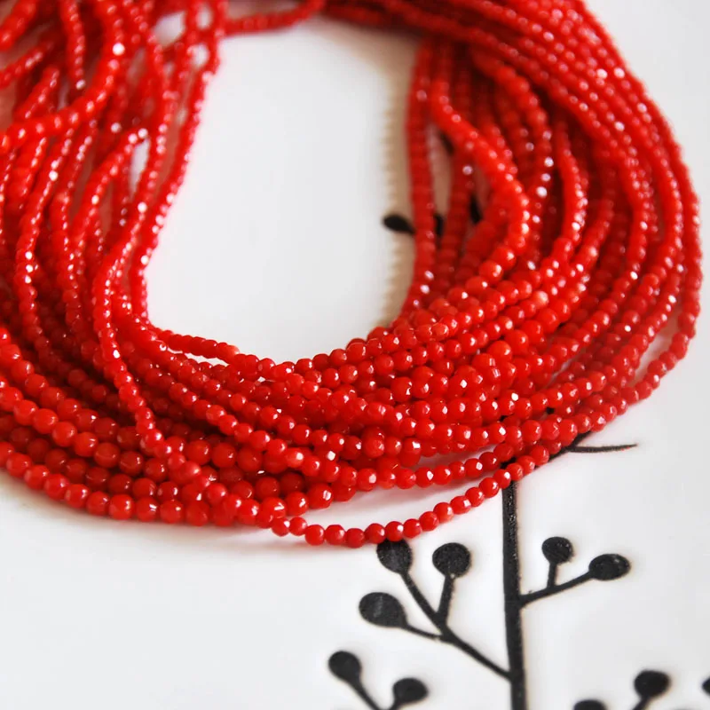 Оптовая продажа натуральные окрашенные граненые бусины кораллового красного