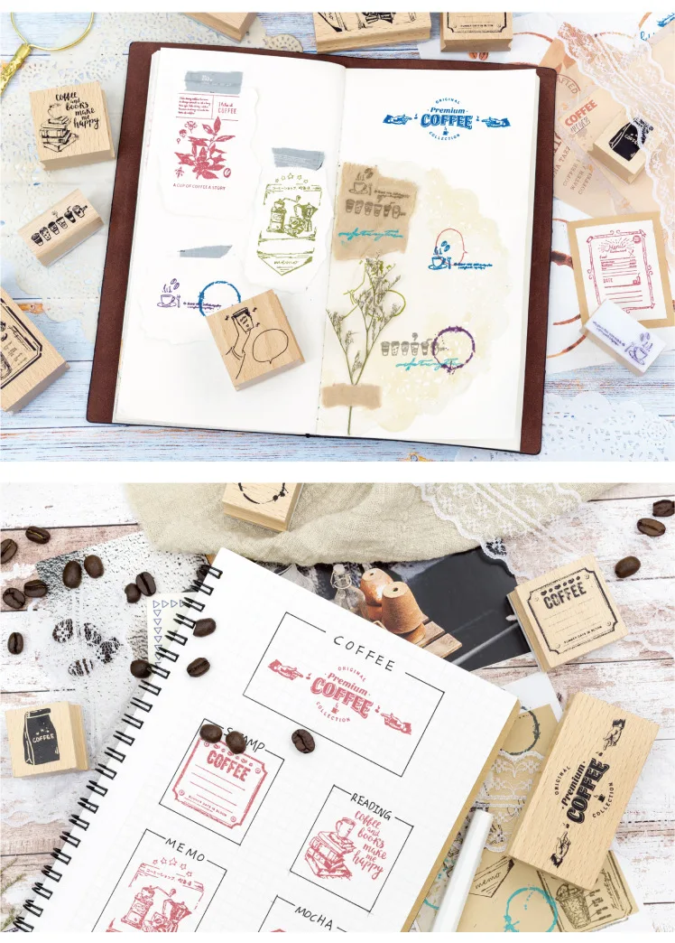 XINAHER винтажный штамп для кофейни DIY Деревянные и резиновые штампы для скрапбукинга канцелярские товары Стандартный штамп для скрапбукинга