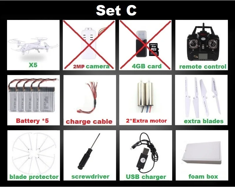 SetC X5 5B 2M F SYMA X5C(обновление версии) дрона с дистанционным управлением 6-Axis Дистанционное Управление вертолет Квадрокоптер с дистанционным управлением и 2MP HD Камера или X5 RC Дрон без Камера - Цвет: SetC X5 5B 2M F