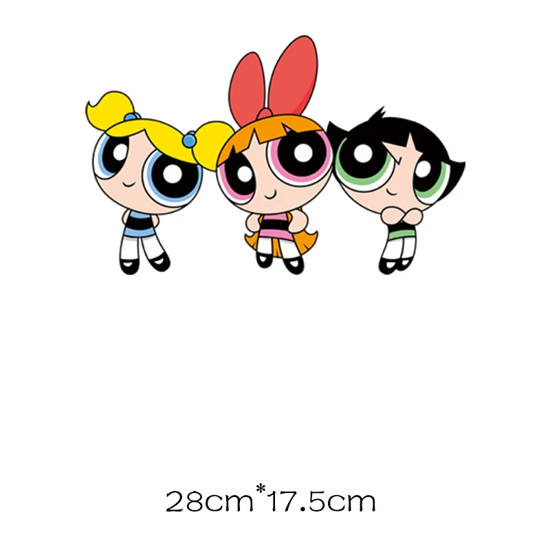 Powerpuff девушки патч термочувствительный глажка печать для одежды гладить на патчи аппликация одной наклейки Топы аппликация