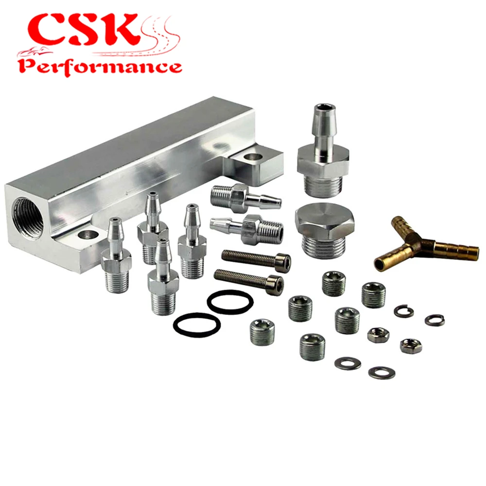 JDM Алюминиевый турбо расточгата BOOST ВАКУУМНЫЙ впускной коллектор 6 портов 1/8 NPT silver
