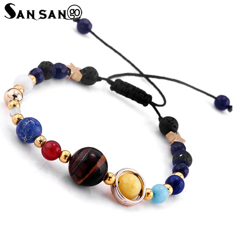 Браслет и браслет с бусинами из натурального лавового камня Восемь планет в