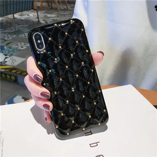 black Милый чехол для мобильного телефона с бриллиантами для iPhone x, 8 plus, 8, 7, 7 plus, 6, 6s, 6s plus, модная задняя крышка для iPhone 6, 6s Plus, чехол - Цвет: black