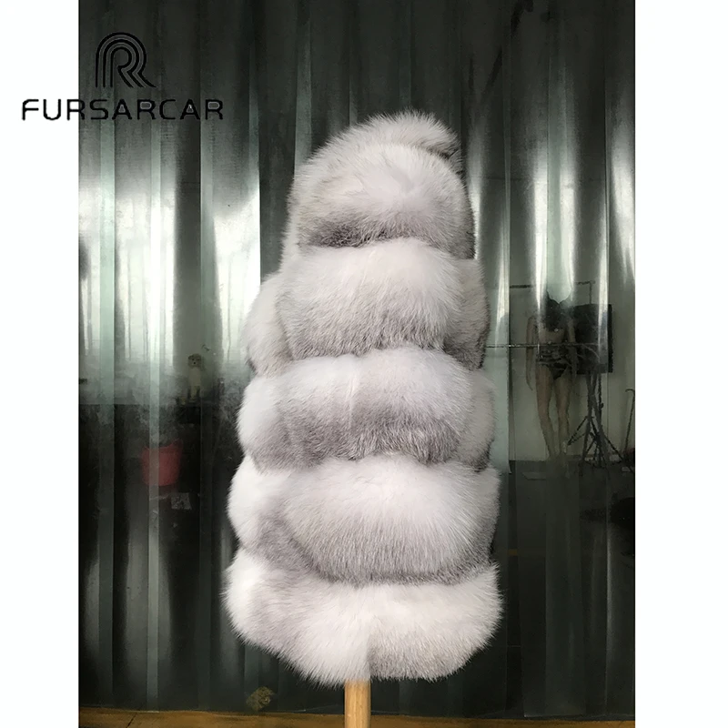 Женская зимняя шуба из натурального Лисьего меха FURSARCAR Роскошная Шуба с