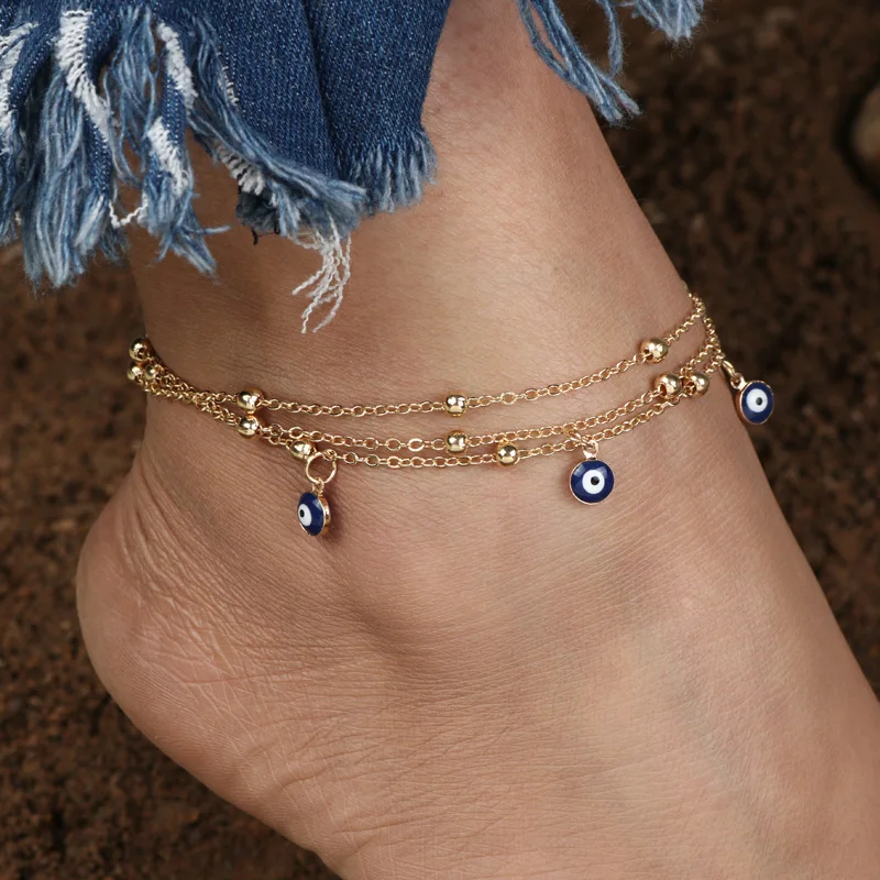 Tenande 2 стиля турецкие глаза бисер ножные браслеты для женщин сандалии Pulseras Tobilleras