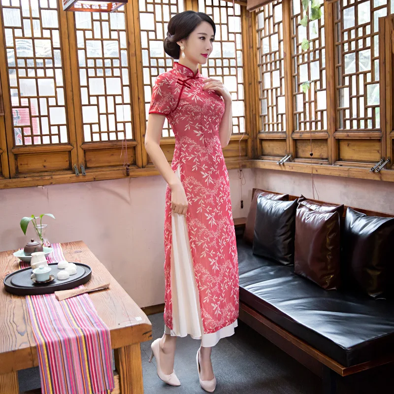 Горячая Китайский Qipao женская Одежда Лучшие Качества С Коротким Рукавом Cheongsam